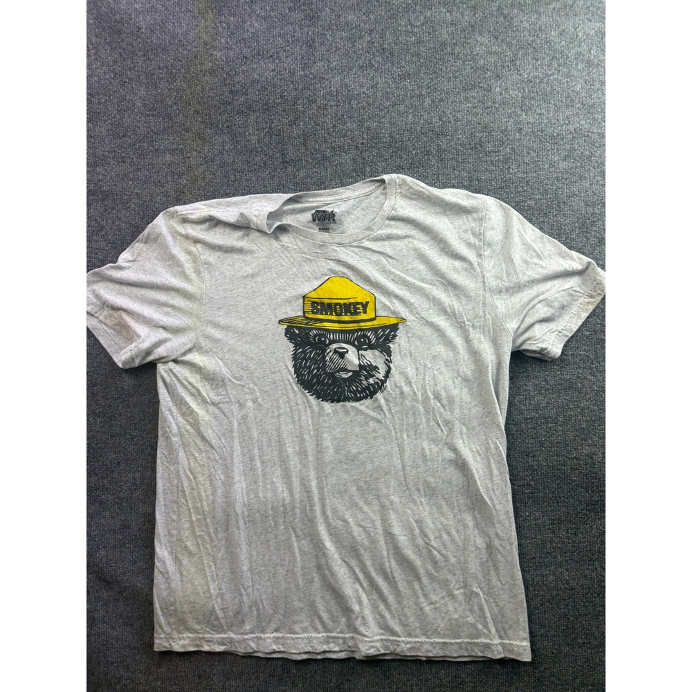 WYR Clothing T-Shirt Mens XL Gray Smokey Bear Graphic Short Sleeve Tee